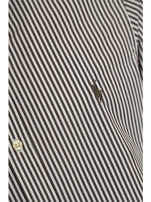 Camicia a righe in cotone bianco/marrone POLO RALPH LAUREN | 710 929344011